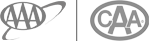 The image shows two logos. On the left is the AAA logo, and on the right is the CAA logo with a dividing line between them.